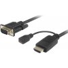 PremiumCord Káblový prevodník HDMI na VGA s napájacím micro USB konektorom 2m
