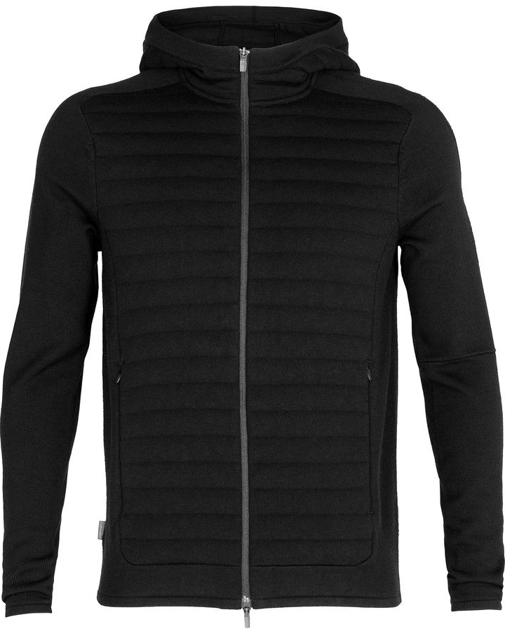 Icebreaker M ZoneKnit LS Zip Hood BLACK