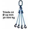 Reťazový záves,oko-4 hák, skracovače, nosnosť 30 000/21 200 kg, G10-19, Certifikát 30 000 / 21 200 kg 5 m Modrá