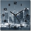 Sklenené hodiny štvorec Manhattnu Nev York 30x30 cm