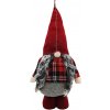 Kontrast Vianočný škriatok v károvanej košeli – dekorácia s červenou čiapkou a sivou bradou 60 cm