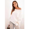 Kesi Włoski Dámsky asymetrický batwing sveter z viskózy ecru biela One size Kesi Włoski 5907302141347