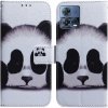 Peňaženkové kožené puzdro na Motorola Edge 30 Fusion - Panda