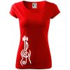 Husľový kľúč gitara - Dámske tričko Pure - S ( Červená )