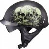 W-TEC Retro helma W-TEC Black Heart Rednut skull - matná čierna, Veľkosť S