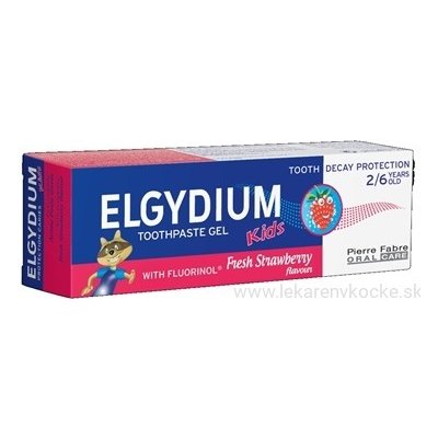 ELGYDIUM KIDS gélová zubná pasta s fluorinolom pre deti (2-6 rokov) s príchuťou jahody 1x50 ml