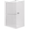 CERANO - Sprchová zástena Walk-in Onyx Round Ľ/P - 8 mm + polička/držiak na uteráky - okrúhla vzpera - chróm, ryhované sklo - 150x200 cm