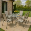 Záhradná jedálenská súprava 6-miestna Mango - stôl a 6 skladaných stoličiek tmavo sivé