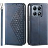Peňaženkové kožené puzdro Cubic Grid na Xiaomi 14T Pro - Modrá