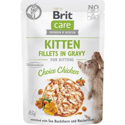 BRIT CARE Cat Kitten Fillets in Gravy Choice Chicken Enriched with Sea Buckthorn and Nasturtium 12 x 85 g