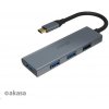 AKASA Hub USB-C 4x USB 3.0 port, hliník AK-CBCA25-18BK Akasa