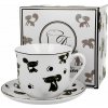 Porcelánový šálka na kávu a čaj s tanierikom DUO ANIMALS ČIERNE MAČKY 470 ml
