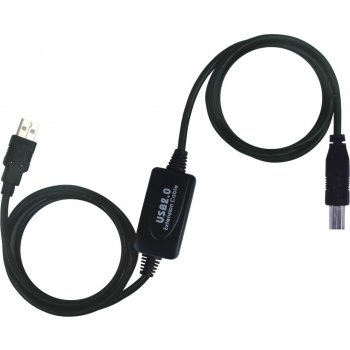 PremiumCord ku2rep20ab USB 2.0 repeater a propojovací A/M - B/M, 20m, černý