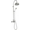 Mosadzná sprchová súprava v matne striebornej farbe s termostatickou batériou s hlavovou sprchou a ručnou sprchou 142 cm Antea – Sapho