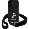 Karl Lagerfeld Saffiano Crossbody Metal Karl and Choupette kryt s nastaviteľným popruhom pre iPhone 16 - čierny 57983122770