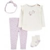 Carter's Set 4dielny tričko dl. rukáv legíny čelenka ponožky Ivory/Purple Floral dievča MFL 1R083110