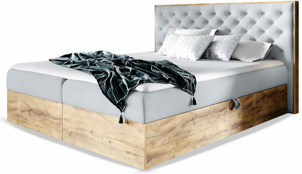 Wilsondo boxspring Wood 3 s úložným priestorom sivá Paros