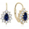 Beneto Pozlátené náušnice s modrými zirkónmi AGUC3298BL-GOLD