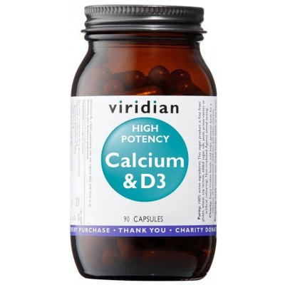 Viridian High Potency Calcium & D3 (Vápník s vitamínom D3) 90 kapsúl