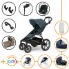Set 11v1 Thule Urban Glide 4-wheel Dark Slate s magnetickou sponou + madlo + vanička Tinted Taupe + JOMK príslušenstvo + autosedačka Cybex s ISOFIX základňou a adaptérmi Thule