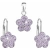 Evolution Group Sada šperkov s krištáľmi Swarovski náušnice a prívesok fialový kvietok 39145.3, darčekové balenie
