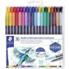 Fixky v tvare štetca, sada, 0,5 0,8 1,0 6,0 mm, obojstranné, STAEDTLER 3001, 36 farieb