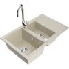 Mexen Gaspar, granitový drez 737x475x177 mm, 1,5-komorový a chrómová batéria Telma, béžová, 6507-69-670200-00