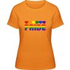 Premium Pride Tričko - Dúhový dizajn - Pride - Oranžová - XXL - Dámske