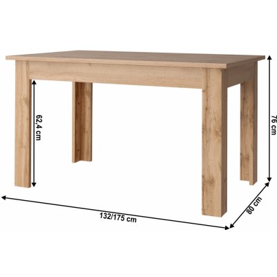 Kondela Rozkladací stôl, dub wotan, 132-175x80 cm, MORATIZ 0000352437