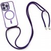 AppleMix Kryt pre Apple iPhone 14 Pro - Podpora MagSafe + šnúrka na zavesenie - gumový - priehľadný / fialový