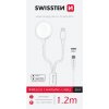 Kábel Swissten 2v1 na Apple Watch, Lightning/USB-C 5W, 1,2m, biely