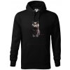 Britská mačka čierna fotka - Mikina pánska Cape s kapucňou - 2XL ( Čierna )