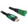 Delock HDMI prepojovací kábel Zástrčka HDMI-A 3 m čierna, zelená 82953 guľatý, 4K UHD, pozlátené kontakty, krútený HDMI kábel; 82953