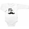 Body dl. rukáv Mr. bavlna Baby Nellys bielo čierne