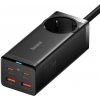 Nabíjacia stanica BASEUS 100W - 2x USB-C + 2x USB-A + 230V schuko + C/C kábel - čierna