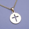 Jemný dámsky prívesok - placka s krížikom z pozlátenej chirurgickej ocele 40cm