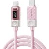 ESSAGER Crystal Clear opletený nabíjací a dátový kábel - USB-C na Lightning - 1 m - ružový - možnosť vrátiť tovar ZADARMO do 30tich dní