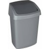 Odpadkový kôš s výklopným vekom, 25 l, CURVER Swing top, strieborná grafitová