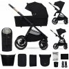 KINDERKRAFT Kočík kombinovaný Nea 2 2v1 Midnigth Black + Fusak 3v1 Jibot Horizontal Ink Black