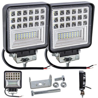 LED Halogénová Pracovné Svetlo 12v 24v 126w Čierna 2ks