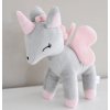 Plyšový jednorožec M sivý