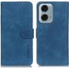 Peňaženkové kožené puzdro KHAZNEH Retro na Motorola Moto G34 G5 - Modrá