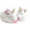 Papučky pre bábätko s hrkálkou Unicorn Lucie la Licorne Doudou et Compagnie biele v darčekovom balení od 0-6 mes