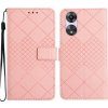 Peňaženkové kožené puzdro Rhombic Grid na Oppo A38 - Ružová