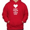 Fajntričko Mikina KEEP CALM AND LOVE LIFE, Farba **červená**, Strih/ Variant Pánsky/UNISEX