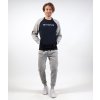 TUTA ITALIA 104 G/COLLO IN FELPA CON BANDA GRIGIO CHIARO/BLU Tg. XS