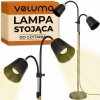 Stojacia lampa Veluma čierna zlatá 2xE27 nastaviteľné rameno 160 cm