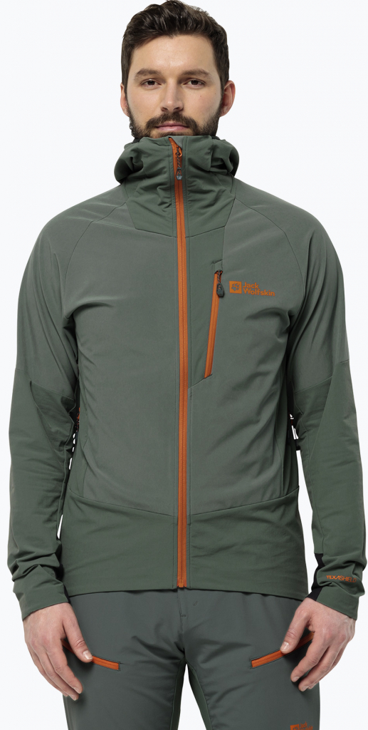 Jack Wolfskin pánska softshellová bunda Alpspitze Hoody hedge green