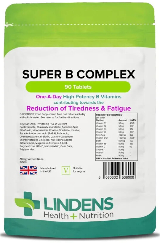 Lindens Health + Nutrition Super Vitamin B Complex 90 tabliet