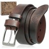 Pánsky kožený Opasok Betlewski , pokrčený hnedý, široký, s prackou, 100 cm